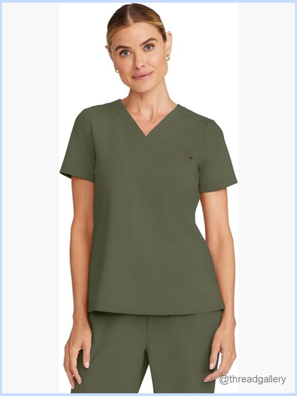 V-Neck Scrub Top with Welt Chest Pocket - 360 Stretch